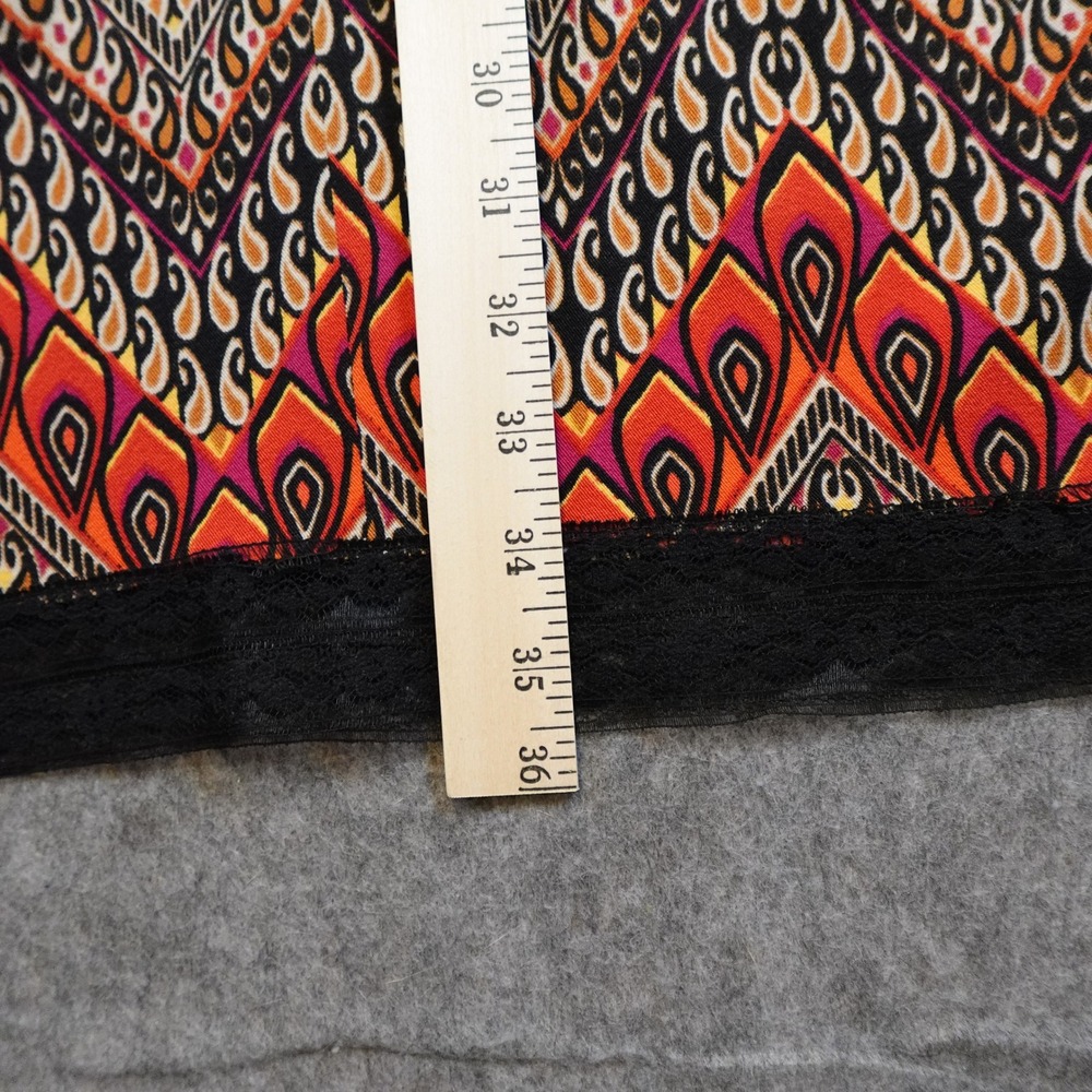 Alyx Dress Women 10 Petite Orange Red Geometric Tribal Print Lace Trim Sheath - Picture 8 of 9
